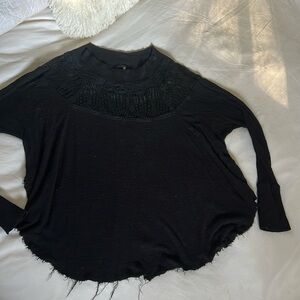 Free People thermal live edge lace top